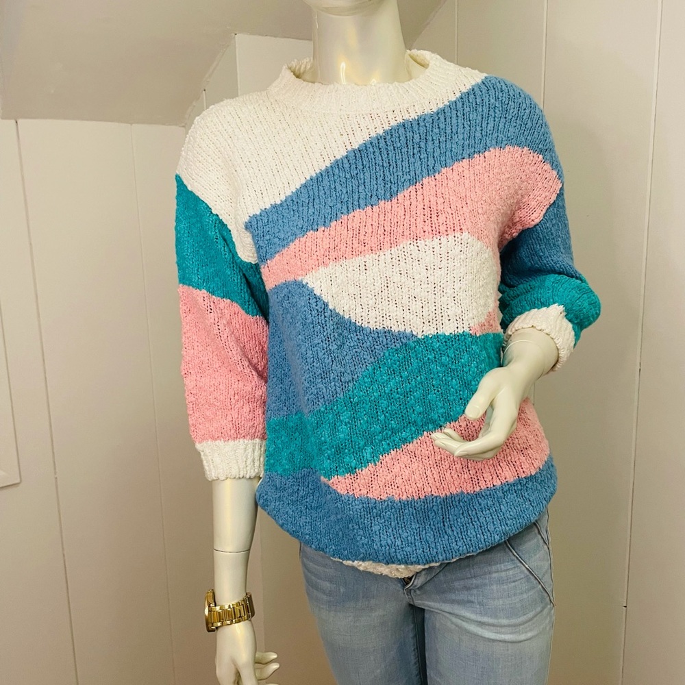 2/$22 🛍️✨ Vintage color-block chunky knit sweater